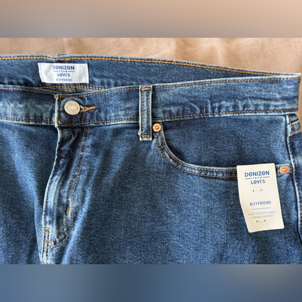 Levi’s Denizen Boyfriend Jeans Raw Hem Stretch Denim Size 16 W33 - Picture 4 of 6
